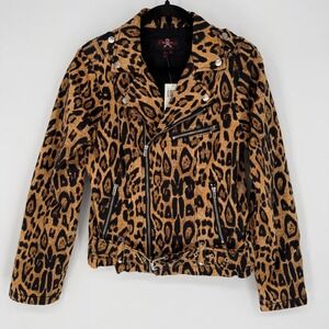 ROYAL BONES BY TRIPP CHEETAH PRINT MOTO JACKET PUNK GRUNGE HOT TOPIC XL NWT